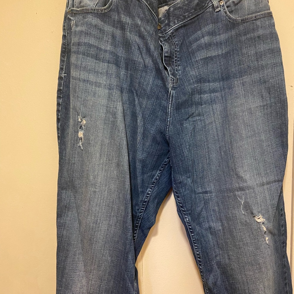 High Rise Medium Wash Distressed Jeans